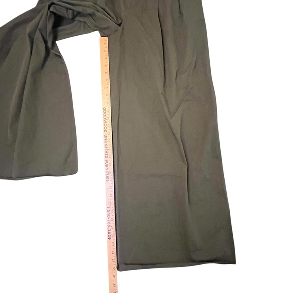 Zara Palazzo Wide Leg Pleated Trousers High Waist Pants Women's Size L Green - Picture 5 of 10